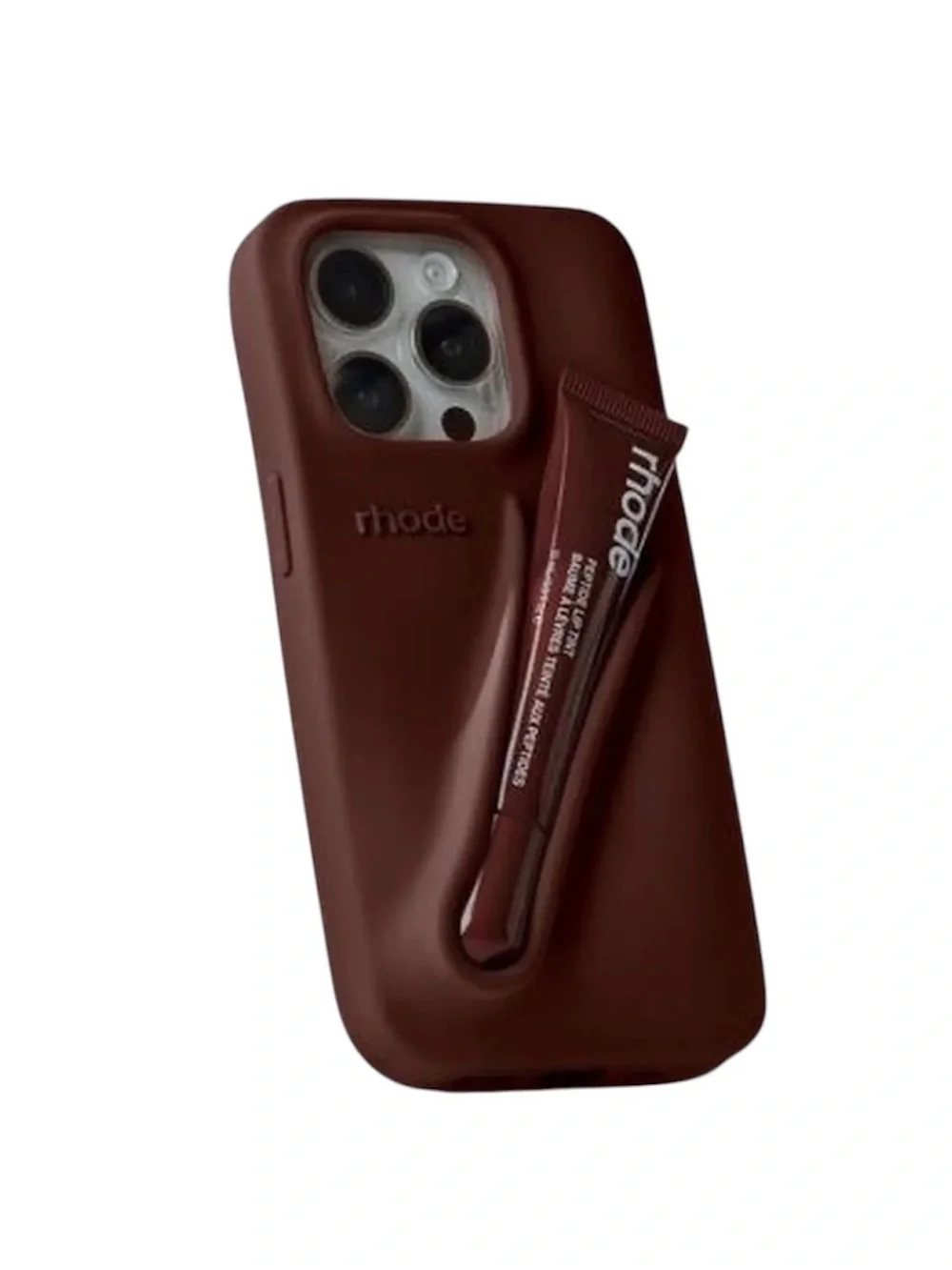 LNIB rhode iPhone 13 Pro Espresso Peptide Lip Holder Silky Silicone Case
